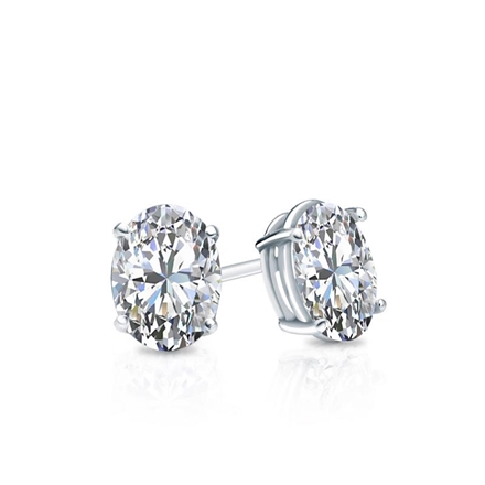 Lab Grown Diamond Stud Earrings Oval 0.50 ct. tw. (H-I, SI) 14k White Gold 4-Prong Basket