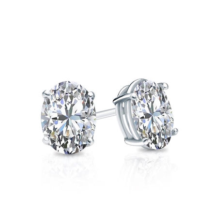 Lab Grown Diamond Studs Earrings Oval 0.62 ct. tw. (I-J, VS1-VS2) in 14k White Gold 4-Prong Basket