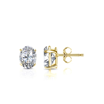 Lab Grown Diamond Studs Earrings Oval 0.65 ct. tw. (D-E, VS-VS) in 14k Yellow Gold 4-Prong Basket