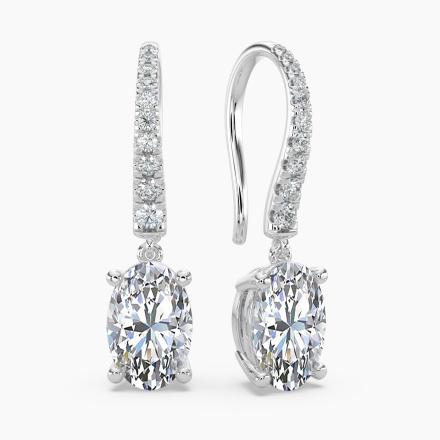 Natural Diamond Dangle Stud Earrings Oval 1.50 ct. tw. (H-I, SI1-SI2) 14k White Gold Dangle Studs 4-Prong Basket