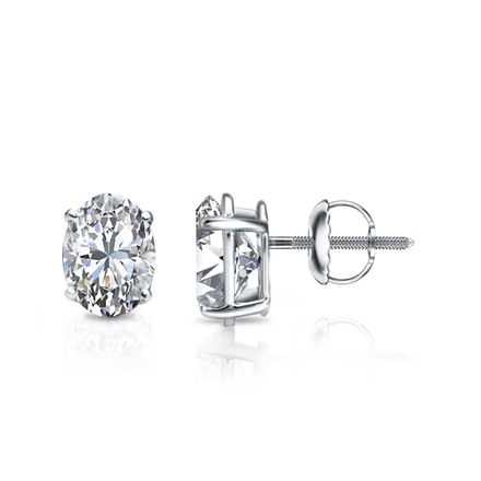 Lab Grown Diamond Studs Earrings Oval 1.15 ct. tw. (H-I, VS) in 14k White Gold 4-Prong Basket