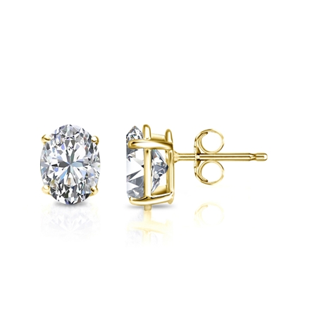 Lab Grown Diamond Studs Earrings Oval 1.15 ct. tw. (H-I, VS) in 14k Yellow Gold 4-Prong Basket