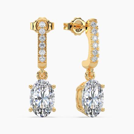 Lab Grown Diamond Dangle studs Earrings Oval 1.00 ct. tw. (F-G, VS) in 18k Yellow Gold Drop Setting