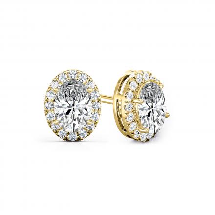 Lab Grown Diamond Halo Earrings Oval 1.50 ct. tw. (F-G, VS) 14K Yellow Gold