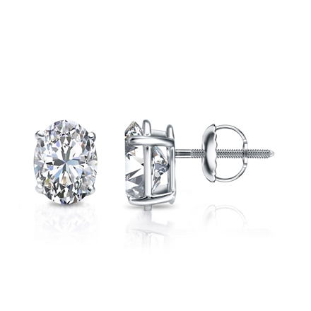 Lab Grown Diamond Studs Earrings Oval 1.65 ct. tw. (H-I, VS) in 14k White Gold 4-Prong Basket
