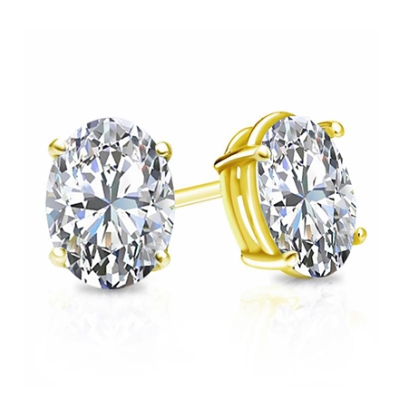 Natural Diamond Stud Earrings Oval 1.50 ct. tw. (H-I, SI1-SI2) 18k Yellow Gold 4-Prong Basket