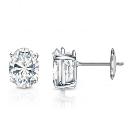Natural Diamond Stud Earrings Round 0.50 ct. tw. (H-I, SI1-SI2) 14k White  Gold 4-Prong Basket