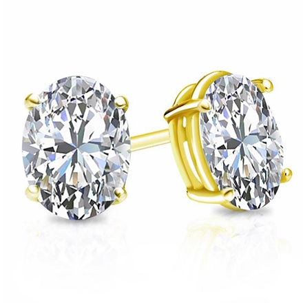 Natural Diamond Stud Earrings Oval 2.00 ct. tw. (H-I, SI1-SI2) 14K Yellow Gold 4-Prong Basket