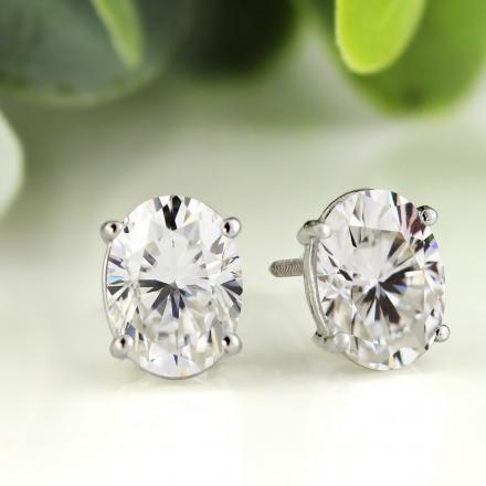 Lab Grown Diamond Stud Earrings Round 2.00 Ct. Tw. (f-g, VS) 14K White Gold 4-Prong Basket