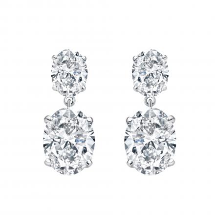 Lab Grown Diamond Two Stone Drop Earrings Oval 3.00 ct. tw. (F, VS) 18k White Gold