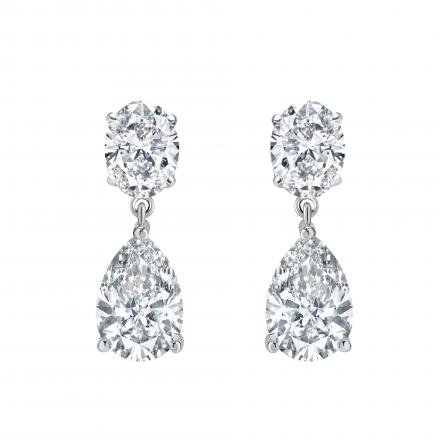 Lab Grown Diamond Two Stone Drop Earrings Oval and Pear 3.00 ct. tw. (F, VS) Platinum