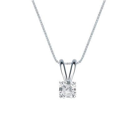 Natural Diamond Solitaire Pendant Asscher-cut 0.31 ct. tw. (G-H, SI1) 14k White Gold 4-Prong Basket