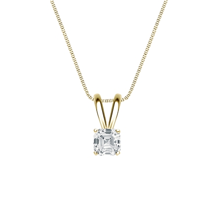 Natural Diamond Solitaire Pendant Asscher-cut 0.31 ct. tw. (I-J, I1-I2) 18k Yellow Gold 4-Prong Basket