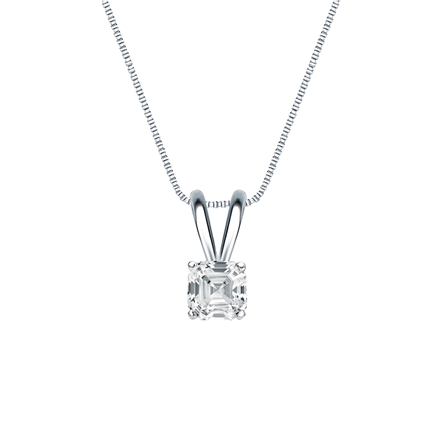 Natural Diamond Solitaire Pendant Asscher-cut 0.38 ct. tw. (I-J, I1-I2) 18k White Gold 4-Prong Basket