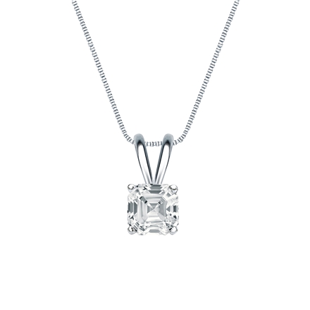 Natural Diamond Solitaire Pendant Asscher-cut 0.75 ct. tw. (I-J, I1) 18k White Gold 4-Prong Basket
