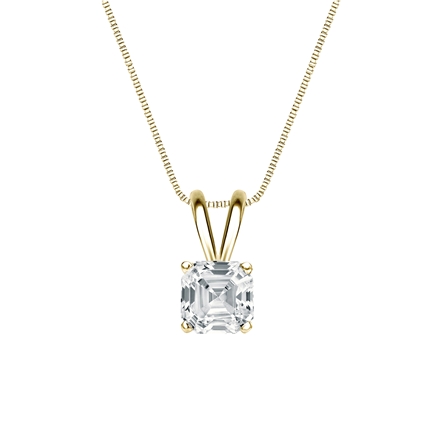 Natural Diamond Solitaire Pendant Asscher-cut 0.75 ct. tw. (I-J, I1-I2) 14k Yellow Gold 4-Prong Basket