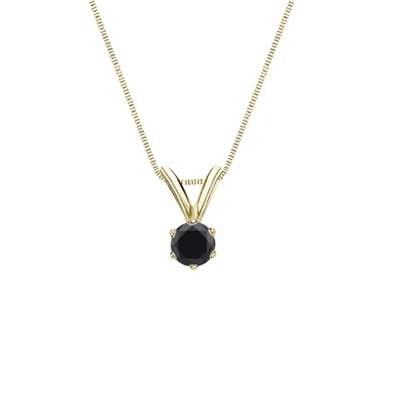 18k Yellow Gold 6-Prong Basket  Certified Round-cut Black Diamond Solitaire Pendant 0.25 ct. tw.