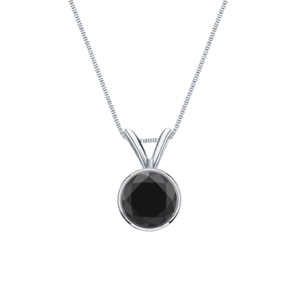 Platinum Bezel Certified Round-cut Black Diamond Solitaire Pendant 1.00 ct. tw.
