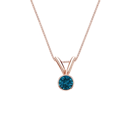 14k Rose Gold Bezel Certified Round-cut Blue Diamond Solitaire Pendant 0.13 ct. tw. (SI1-SI2)