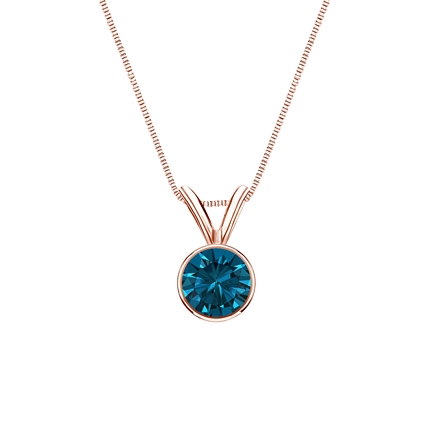14k Rose Gold Bezel Certified Round-cut Blue Diamond Solitaire Pendant 0.38 ct. tw. (SI1-SI2)