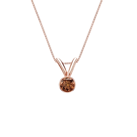 14k Rose Gold Bezel Certified Round-cut Brown Diamond Solitaire Pendant 0.13 ct. tw. (SI1-SI2)