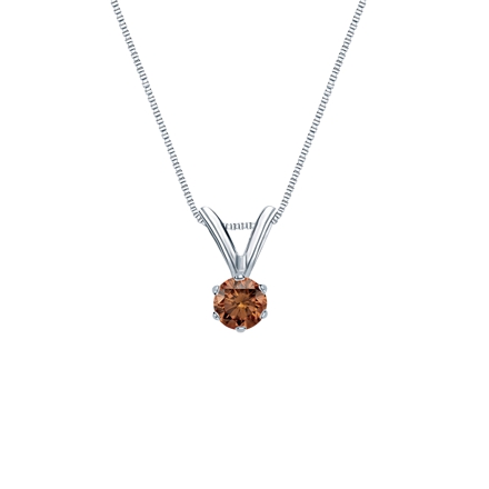 18k White Gold 6-Prong Basket Certified Round-cut Brown Diamond Solitaire Pendant 0.13 ct. tw. (SI1-SI2)
