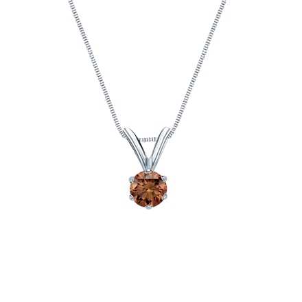 Platinum 6-Prong Basket Certified Round-cut Brown Diamond Solitaire Pendant 0.17 ct. tw. (SI1-SI2)