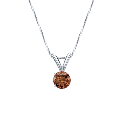 Platinum 4-Prong Basket Certified Round-cut Brown Diamond Solitaire Pendant 0.25 ct. tw. (SI1-SI2)