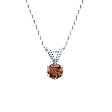18k White Gold 6-Prong Basket Certified Round-cut Brown Diamond Solitaire Pendant 0.25 ct. tw. (SI1-SI2)