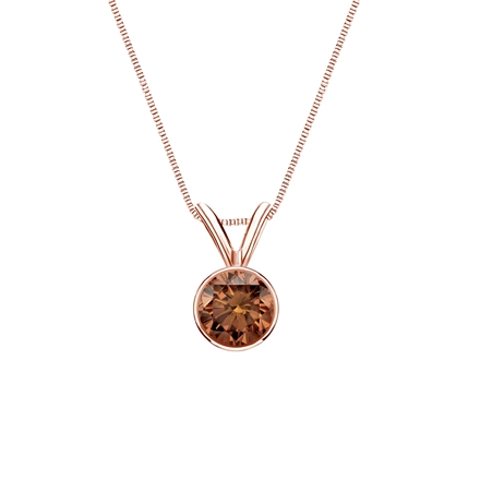 14k Rose Gold Bezel Certified Round-cut Brown Diamond Solitaire Pendant 0.38 ct. tw. (SI1-SI2)
