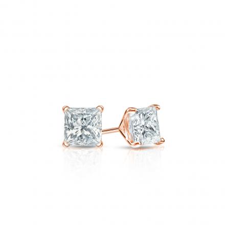 Lab Grown Diamond Stud Earrings Princess 0.25 ct. tw. (D-E, VVS) 14k Rose Gold 4-Prong Martini