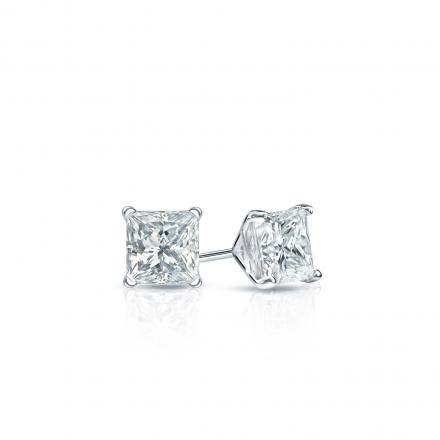 Natural Diamond Stud Earrings Princess 0.25 ct. tw. (I-J, I1) 14k White Gold 4-Prong Martini