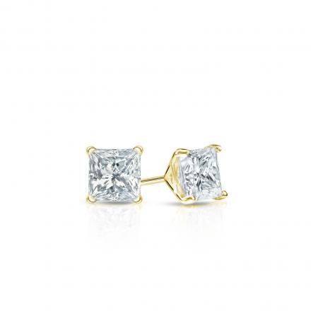 Natural Diamond Stud Earrings Princess 0.25 ct. tw. (G-H, SI1) 18k Yellow Gold 4-Prong Martini