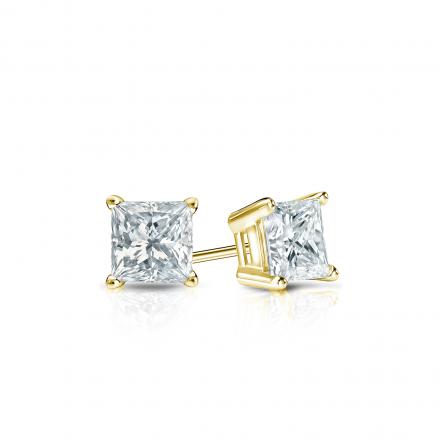 Natural Diamond Stud Earrings Princess 0.33 ct. tw. (I-J, I1-I2) 14k Yellow Gold 4-Prong Basket