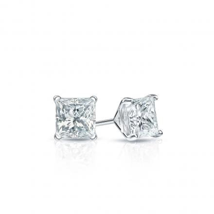Natural Diamond Stud Earrings Princess 0.33 ct. tw. (I-J, I1) Platinum 4-Prong Martini