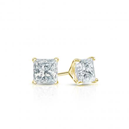 Natural Diamond Stud Earrings Princess 0.33 ct. tw. (H-I, SI1-SI2) 14k Yellow Gold 4-Prong Martini