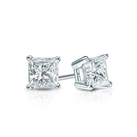 Natural Diamond Stud Earrings Princess 0.40 ct. tw. (I-J, I1-I2) 18k White Gold 4-Prong Basket