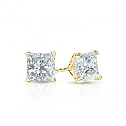 Lab Grown Diamond Studs Earrings Princess 0.40 ct. tw. (F-G, VS) in 14k Yellow Gold 4-Prong Martini
