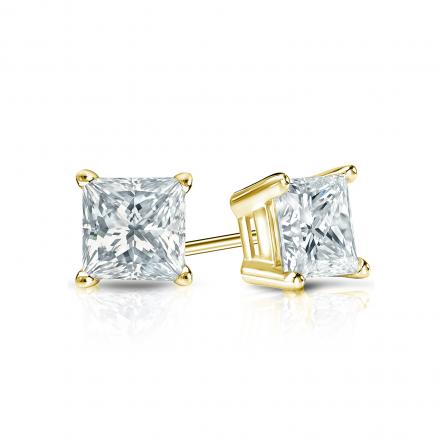 Lab Grown Diamond Stud Earrings Princess 0.62 ct. tw. (F-G, VS) 14k Yellow Gold 4-Prong Basket