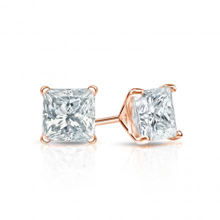 Lab Grown Diamond Stud Earrings Princess 0.62 ct. tw. (0.31ct. each ear) F, VS2 14k Rose Gold 4-Prong Martini