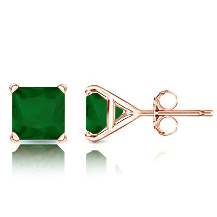 Lab Grown Gemstone Green Emerald Stud Earrings Princess 6.00 ct