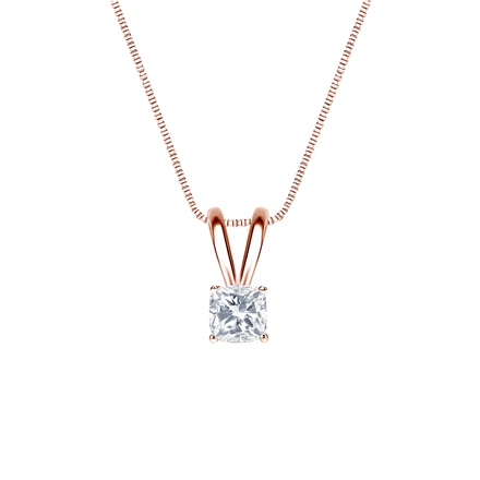 Natural Diamond Solitaire Pendant Cushion-cut 0.25 ct. tw. (H-I, SI1-SI2) 14k Rose Gold 4-Prong Basket