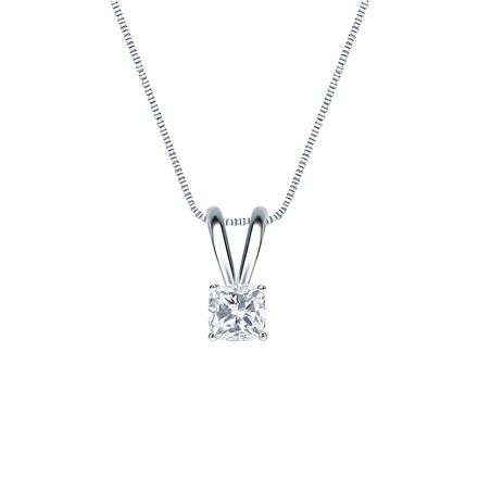 Natural Diamond Solitaire Pendant Cushion-cut 0.25 ct. tw. (H-I, SI1-SI2) 18k White Gold 4-Prong Basket