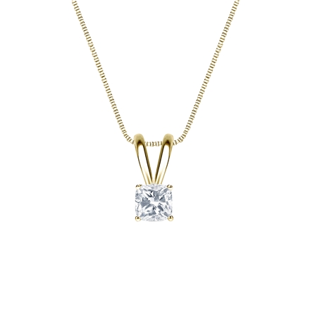 Natural Diamond Solitaire Pendant Cushion-cut 0.25 ct. tw. (H-I, SI1-SI2) 18k Yellow Gold 4-Prong Basket