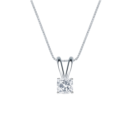 Natural Diamond Solitaire Pendant Cushion-cut 0.31 ct. tw. (G-H, VS2) 18k White Gold 4-Prong Basket