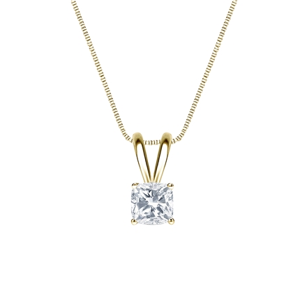 Natural Diamond Solitaire Pendant Cushion-cut 0.38 ct. tw. (G-H, VS2) 14k Yellow Gold 4-Prong Basket