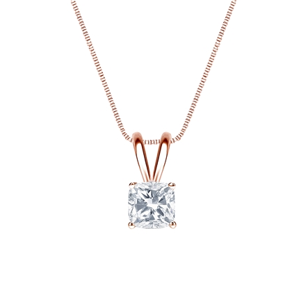 Natural Diamond Solitaire Pendant Cushion-cut 0.50 ct. tw. (I-J, I1) 14k Rose Gold 4-Prong Basket