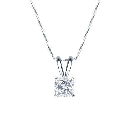 Natural Diamond Solitaire Pendant Cushion-cut 0.50 ct. tw. (I-J, I1) 18k White Gold 4-Prong Basket