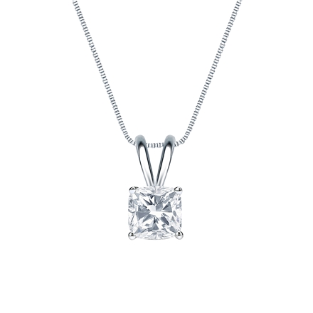 Natural Diamond Solitaire Pendant Cushion-cut 0.75 ct. tw. (I-J, I1-I2) 18k White Gold 4-Prong Basket