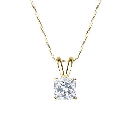 Natural Diamond Solitaire Pendant Cushion-cut 0.75 ct. tw. (G-H, VS2) 18k Yellow Gold 4-Prong Basket